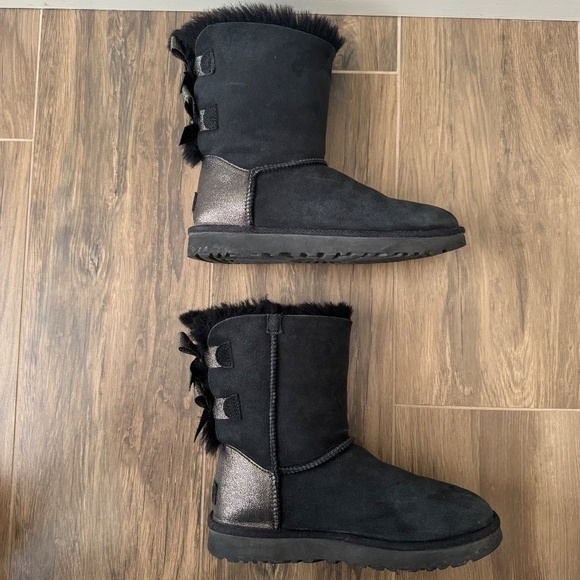 UGG Black Bailey Bow Glitz Boots - Picture 6 of 9